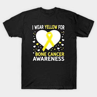 I Wear Yellow For Support Bone Cancer Awareness T-Shirt